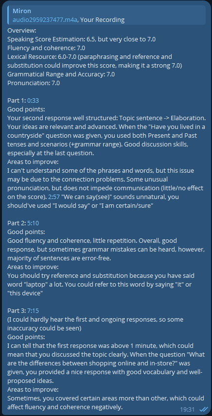 Speaking mock feedback example 2