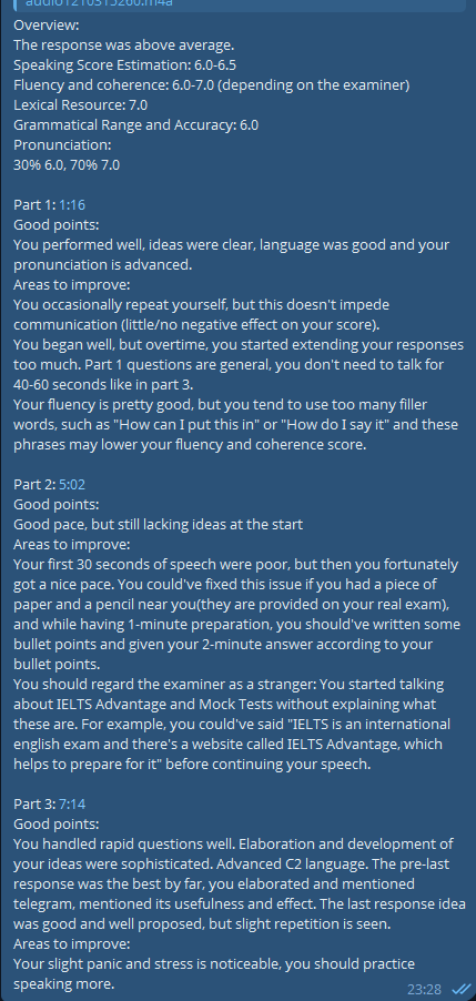 Speaking mock feedback example 4